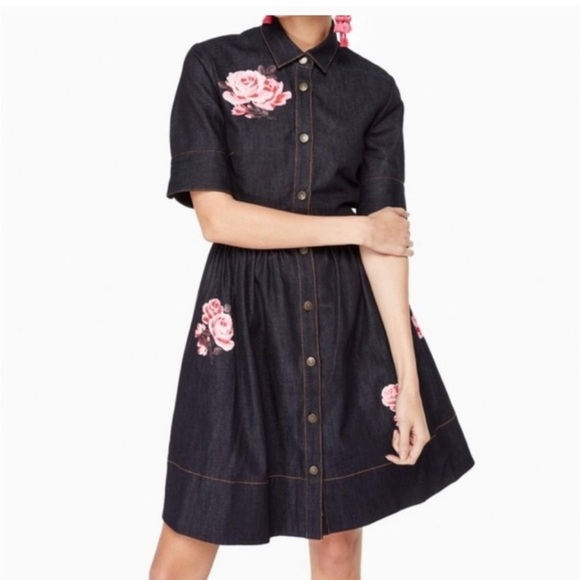 kate spade Dresses & Skirts - Kate spade broome street rose denim shirtdress size 10 NWOT